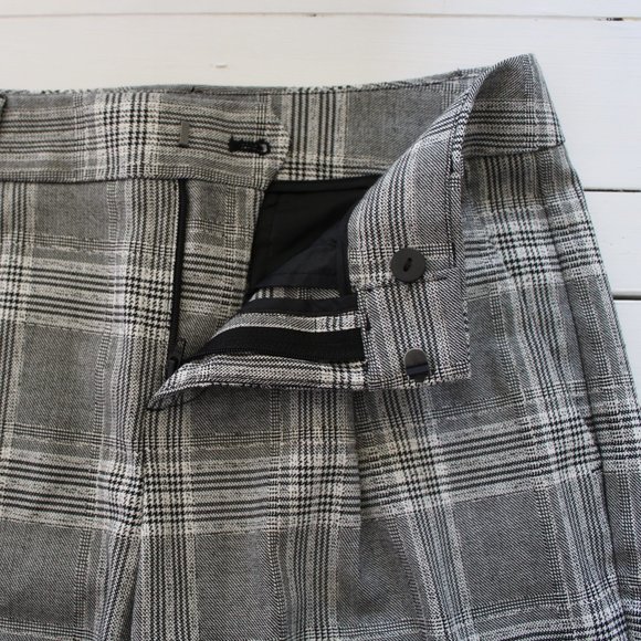 Banana Republic Pleated High Waist Grey Plaid Trousers - Picture 2 of 10